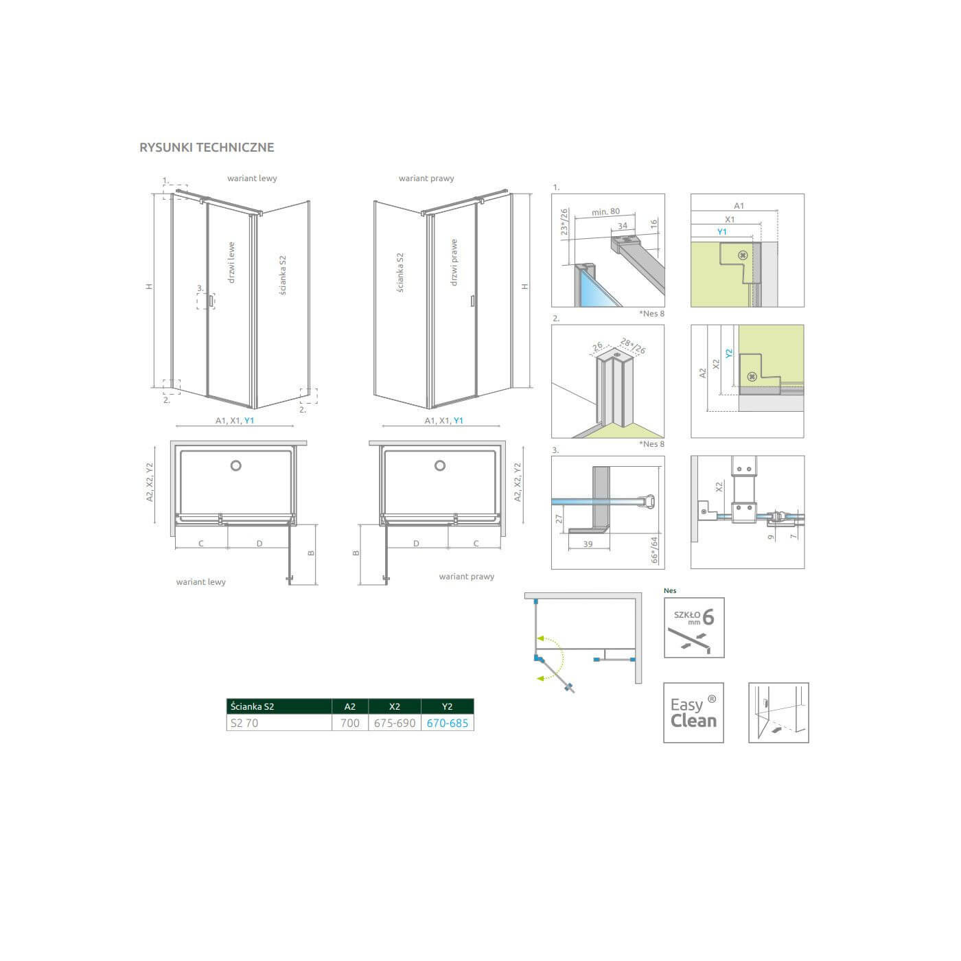 Ścianka Prysznicowa Nes KDS II/DWD S2 70 10040070-01-01 Radaway