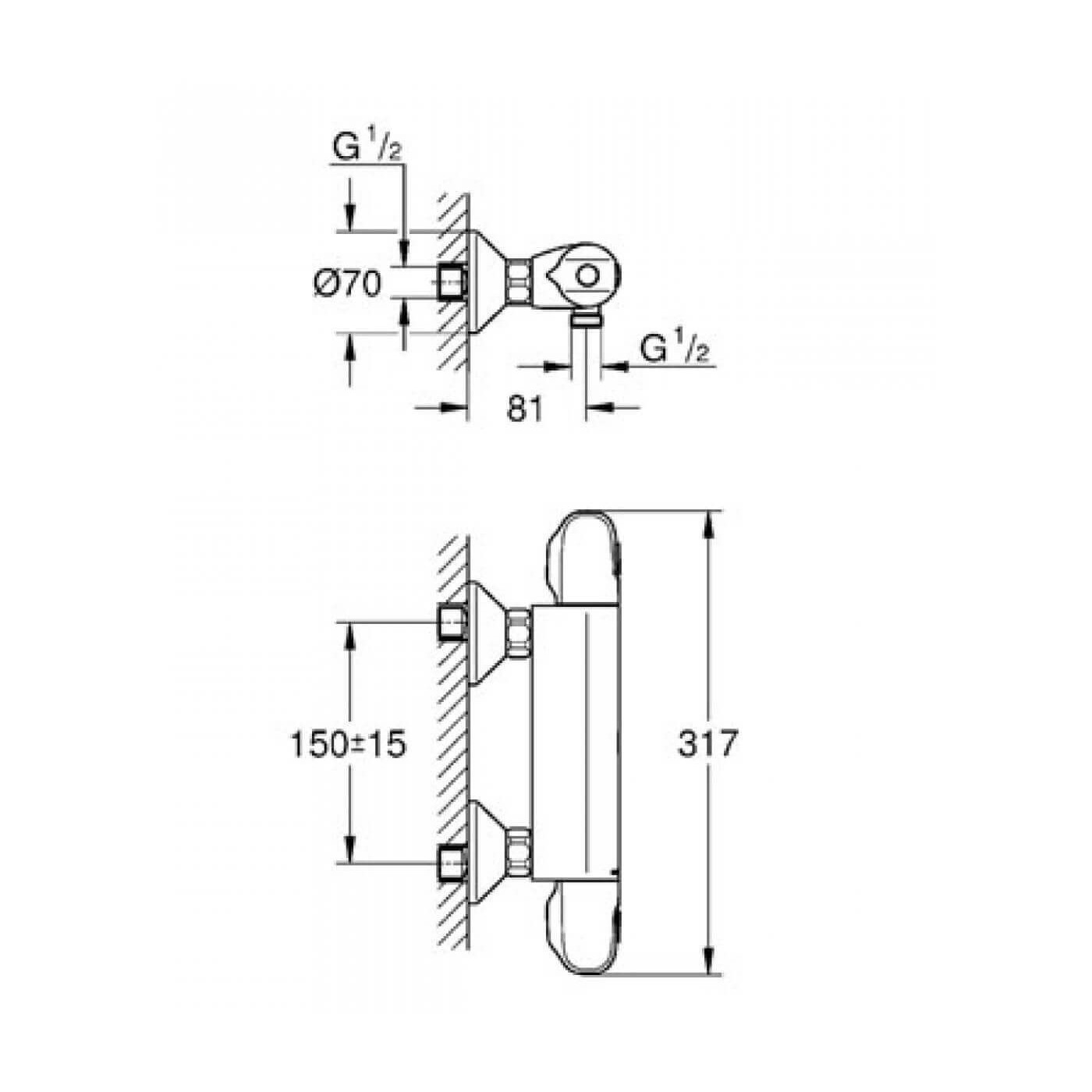 Bateria Prysznicowa Z Termostatem Grohtherm 1000 34814003 Grohe
