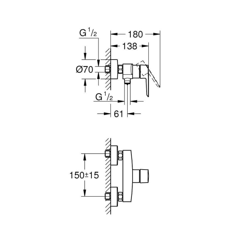 Bateria Prysznicowa Ścienna Start Czarny Mat 322792432 Grohe