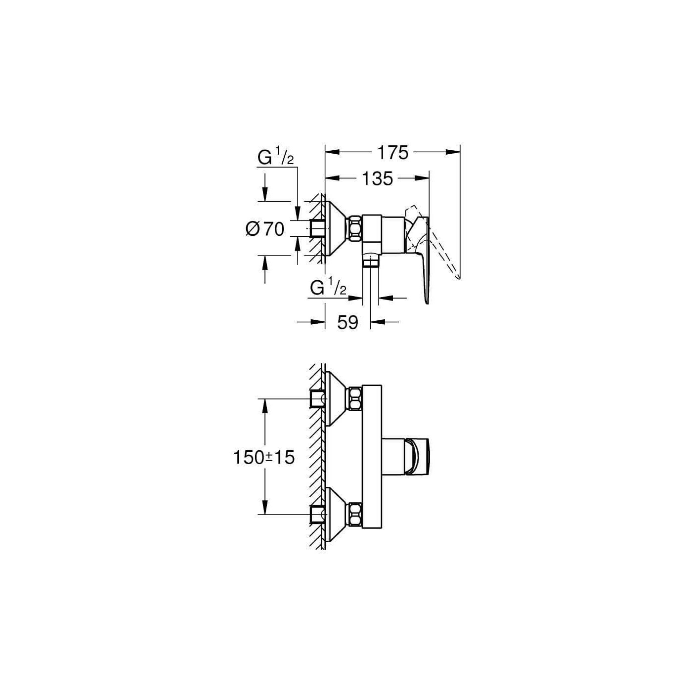 Bateria Prysznicowa Bauedge Chrom 23635001 Grohe