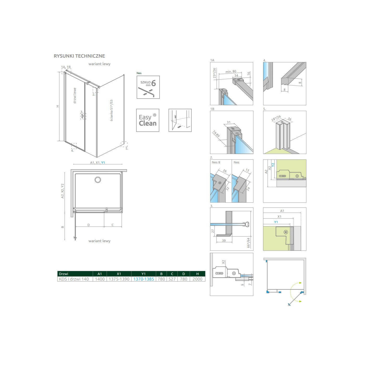 Drzwi Prysznicowe Nes KDS I 140 Lewe 10023140-01-01L Radaway