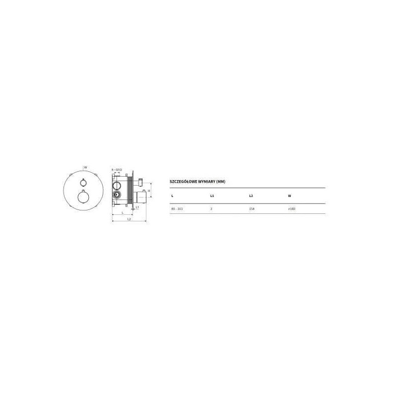 Bateria Prysznicowo-Wannowa Podtynkowa 3-Funkcyjna Pi Chrom AREX.1248CR Excellent