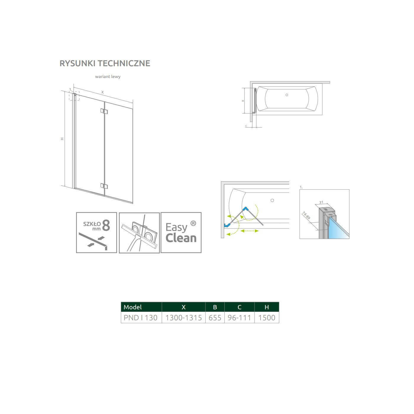 Parawan Nes 8 PND I 130 Lewy Nes 8 10060130-01-01L Radaway
