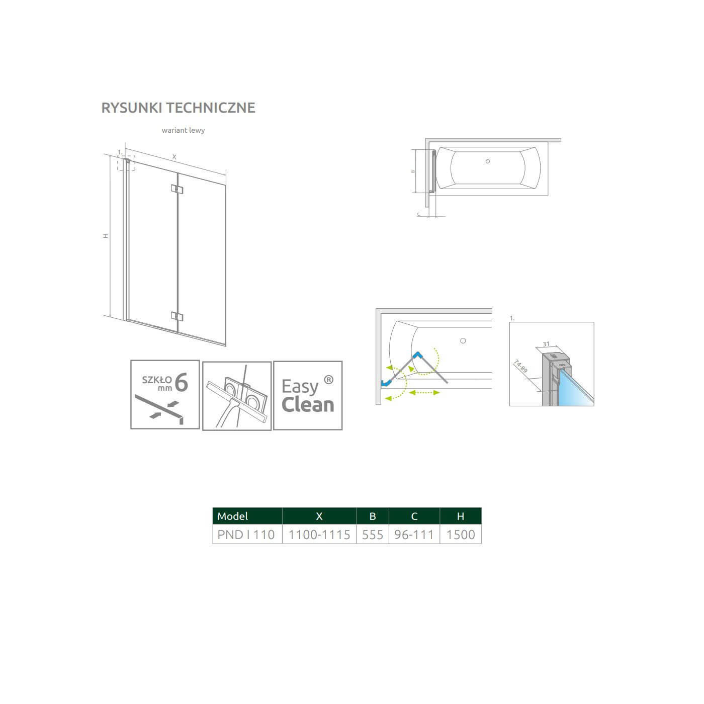 Parawan Nes PND I 110 Lewy Nes 10010110-01-01L Radaway