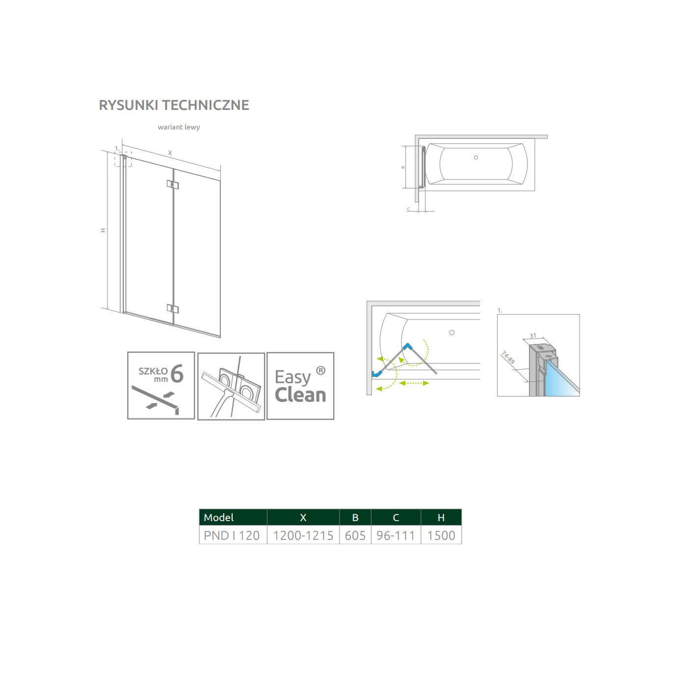 Parawan Nes PND I 120 Lewy Nes 10010120-01-01L Radaway