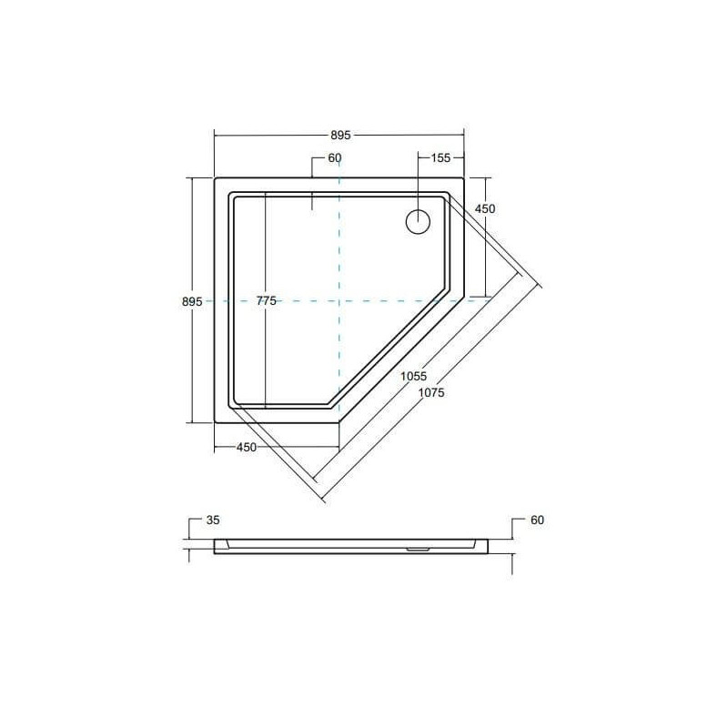 Brodzik Pięciokątny Bergo 90X90 Bab-90 Besco