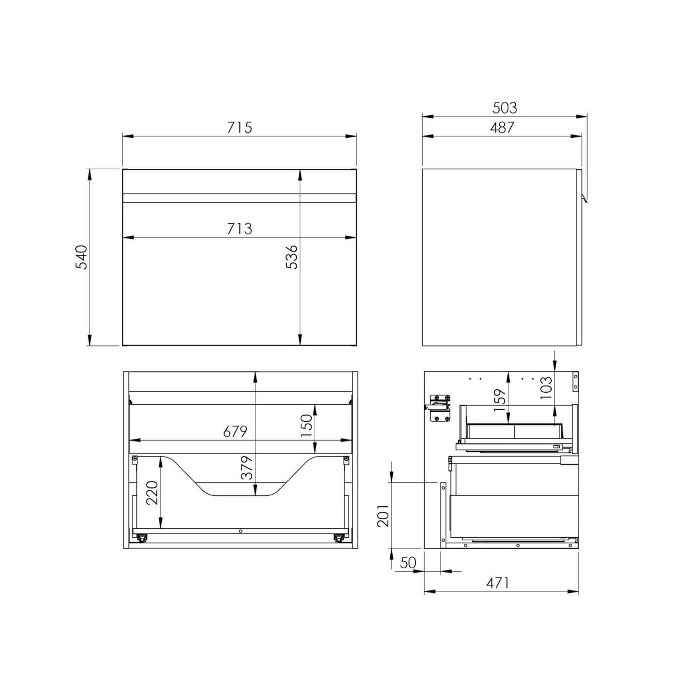 Szafka Moody 70 1S+1S Black Mat 167685 Elita