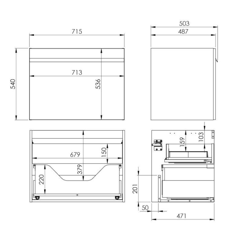 Szafka Moody 70 1S+1S Black Mat 167685 Elita