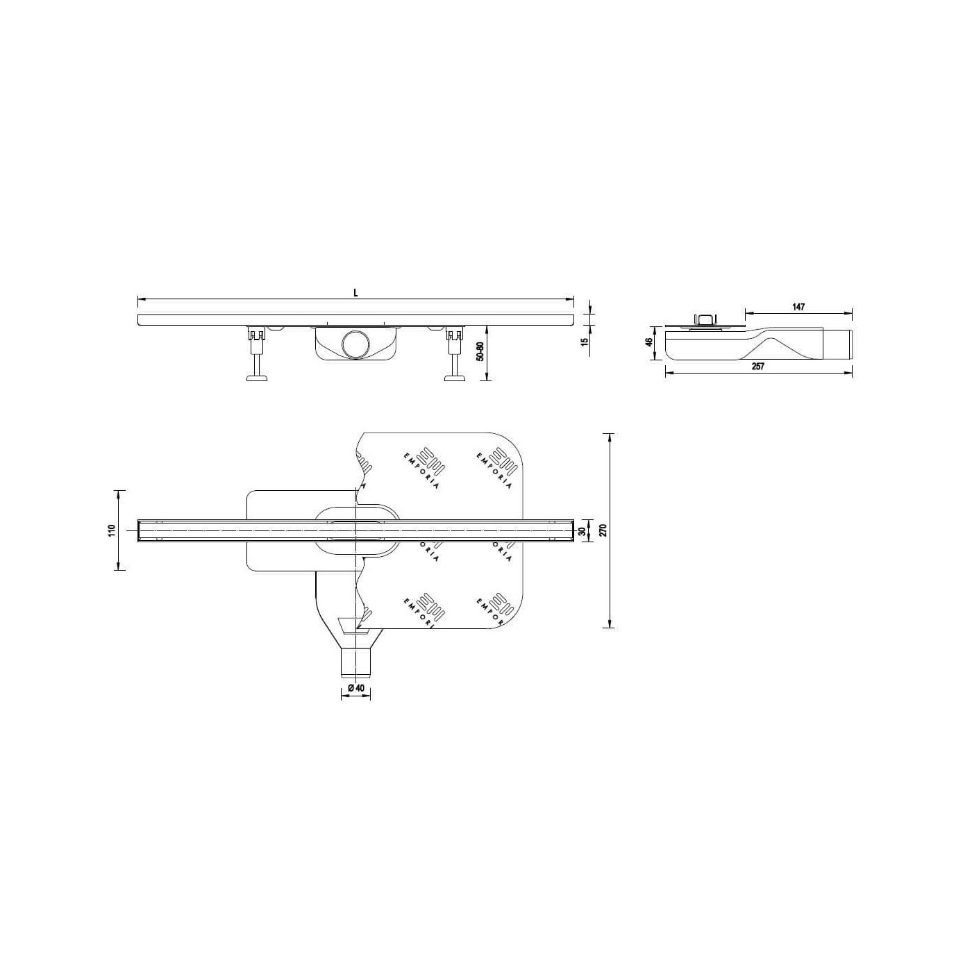 Odpływ Liniowy Top Drain 60 cm 522.0121.58.060 Złoty Emporia