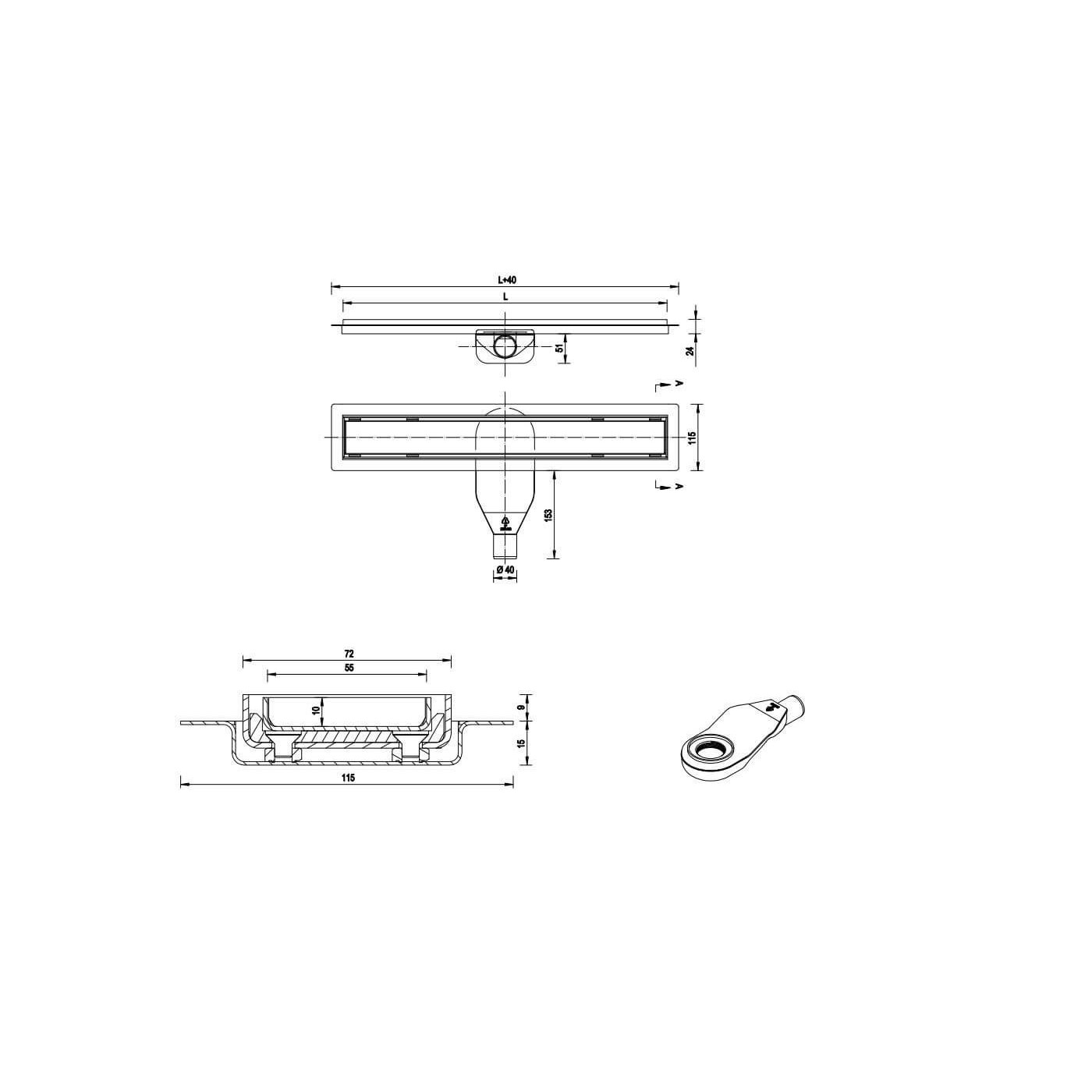 Odpływ Liniowy Top Drain 90 cm 522.0121.58.090 Złoty Emporia