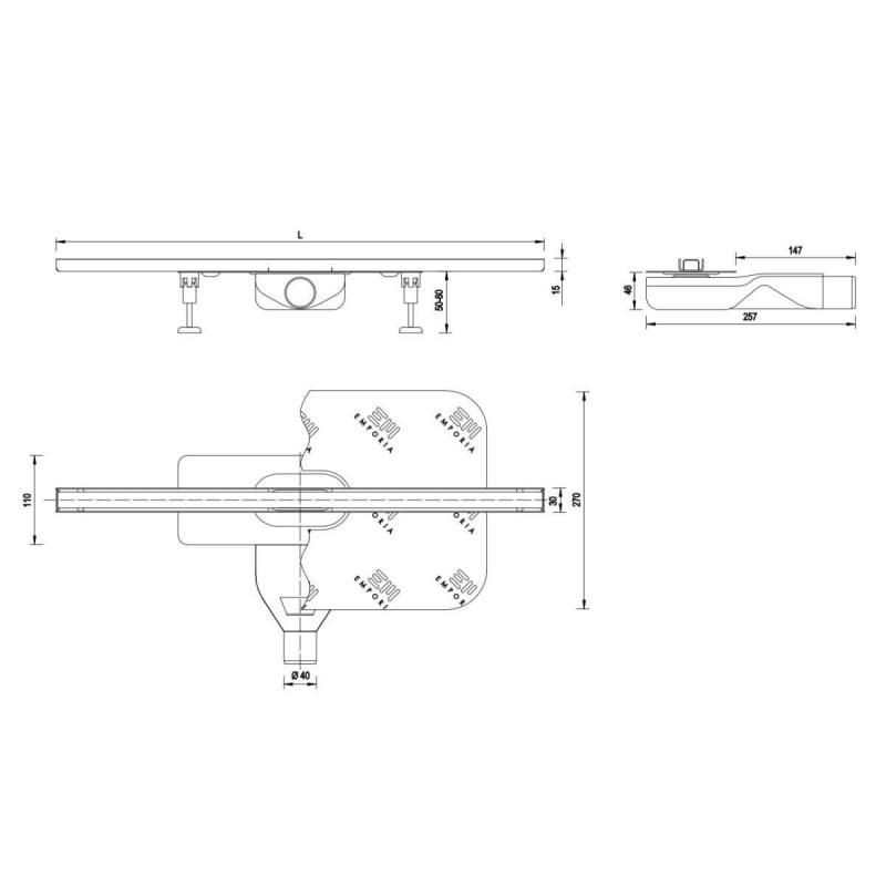 Odpływ Liniowy Slim 90 cm Srebrny Poler 522.0510.01.090 Emporia