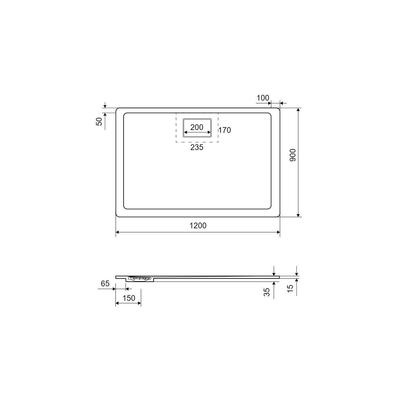 Brodzik Prostokątny Lavano Beton 120x90 BREX.1103.120.090.CON Excellent