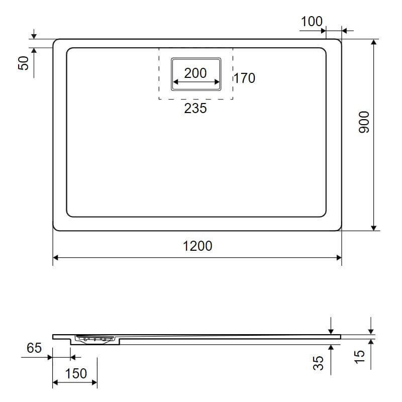 Brodzik Prostokątny Lavano Beton 120x90 BREX.1103.120.090.CON Excellent