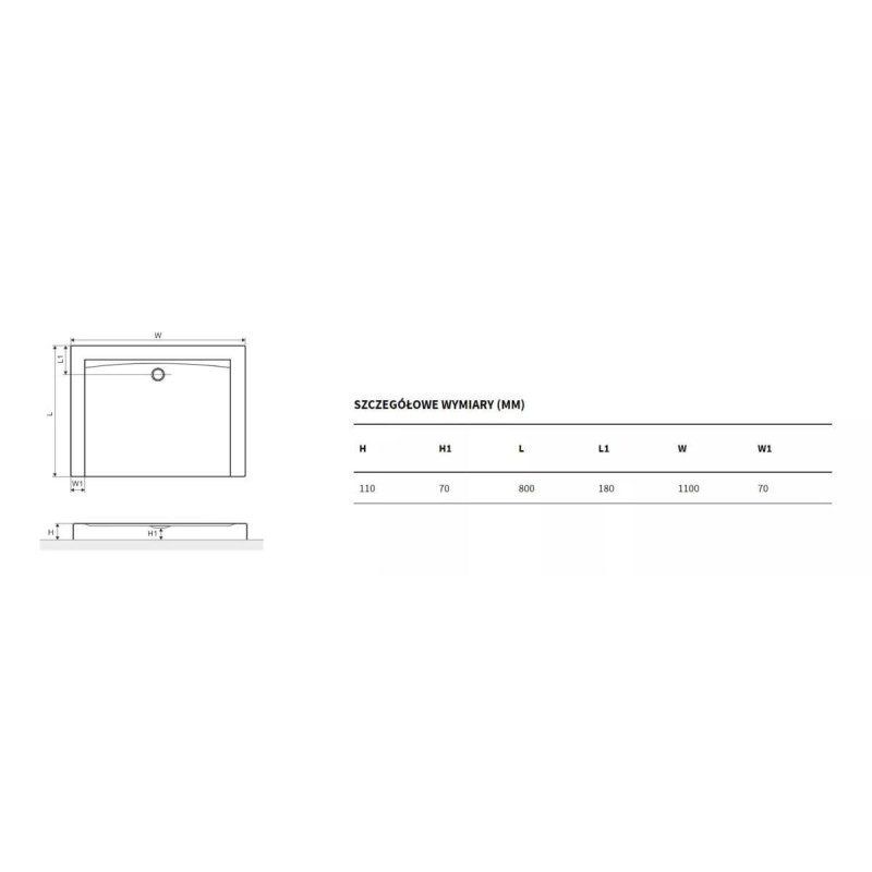Brodzik Prostokątny Wysoki Forma 110x80 BREX.1403.110.080.WHC Excellent