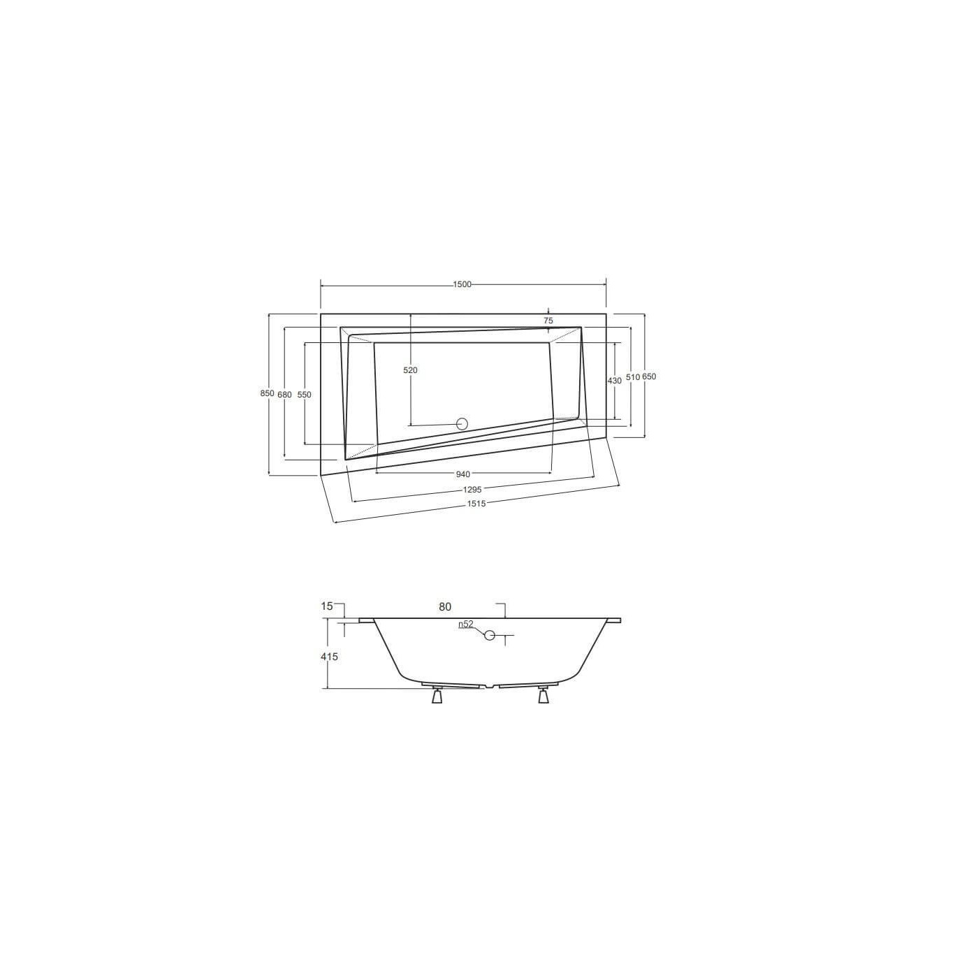 Wanna Do Zabudowy Alvi BS-WAIT150-L 150x85 Emporia