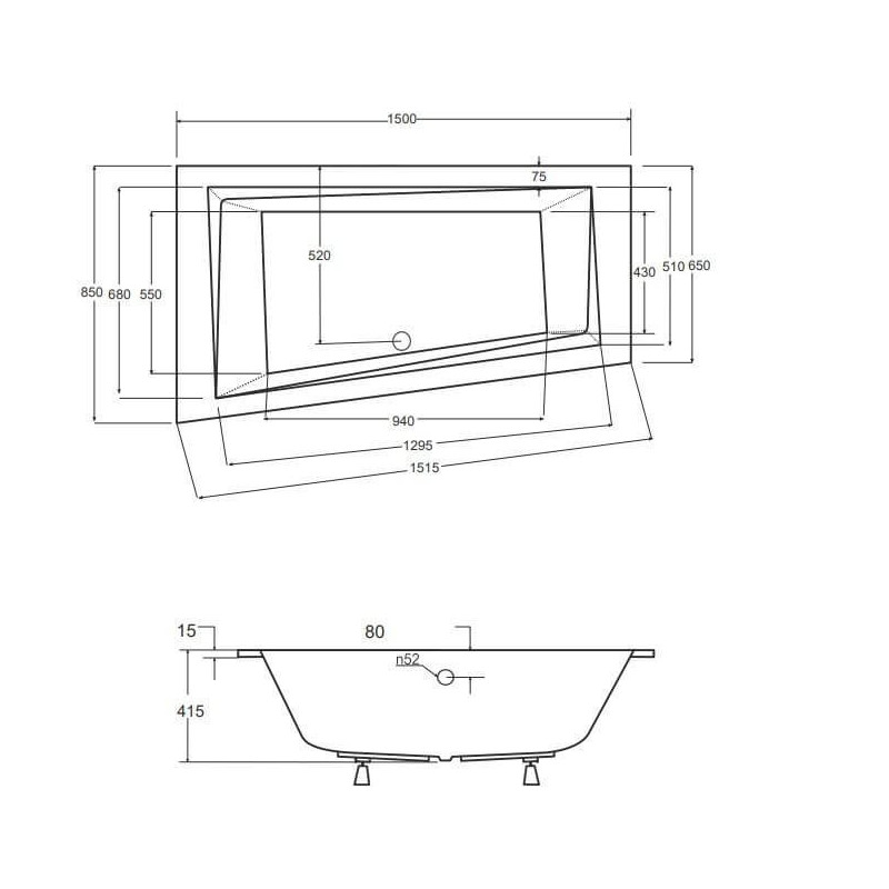 Wanna Do Zabudowy Alvi BS-WAIT150-L 150x85 Emporia