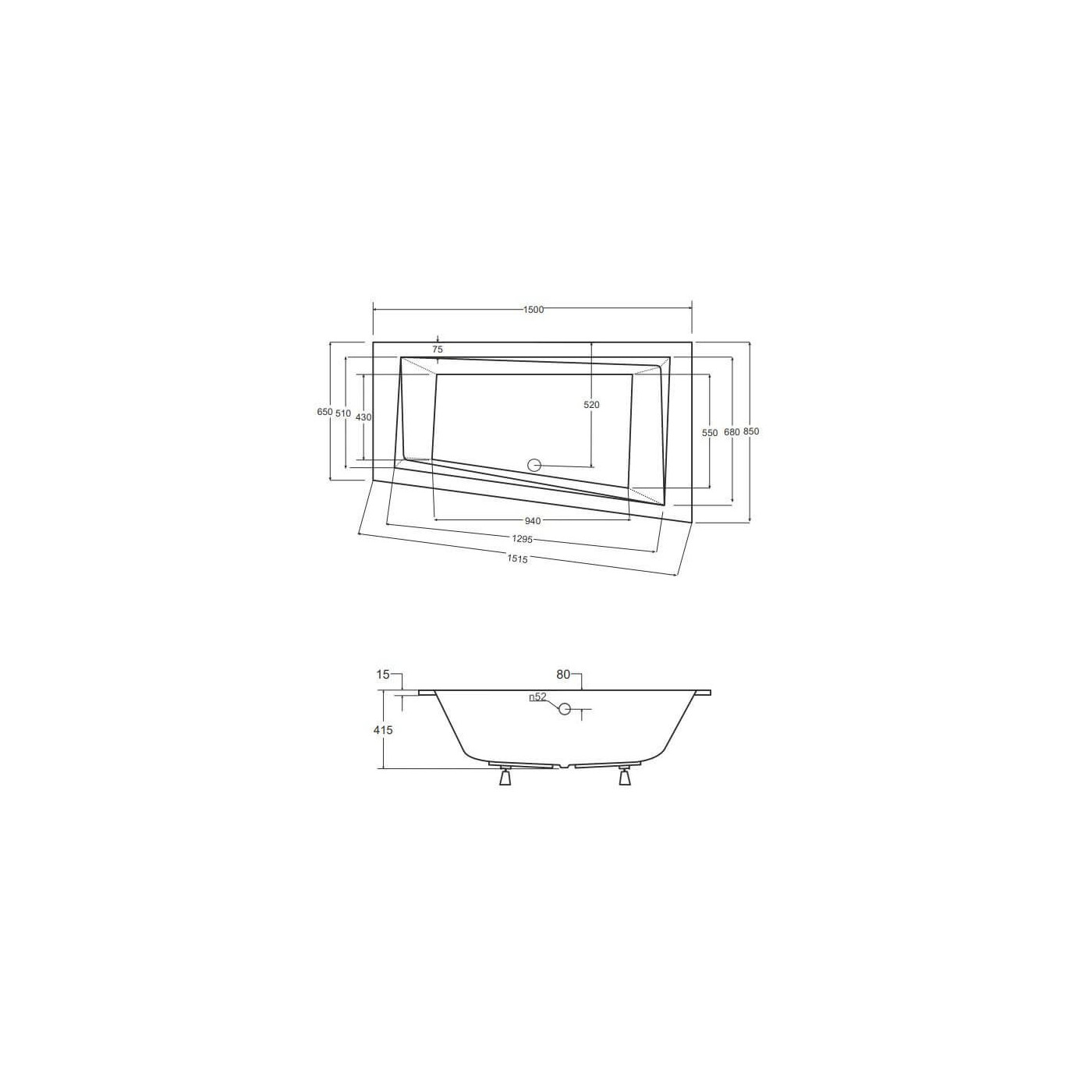 Wanna Do Zabudowy Alvi BS-WAIT150-P 150x85 Emporia