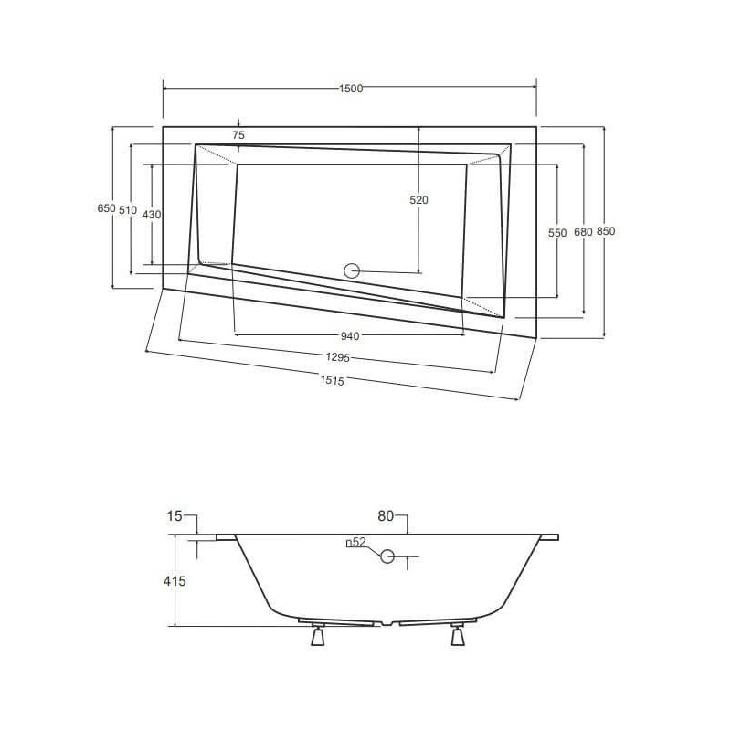Wanna Do Zabudowy Alvi BS-WAIT150-P 150x85 Emporia