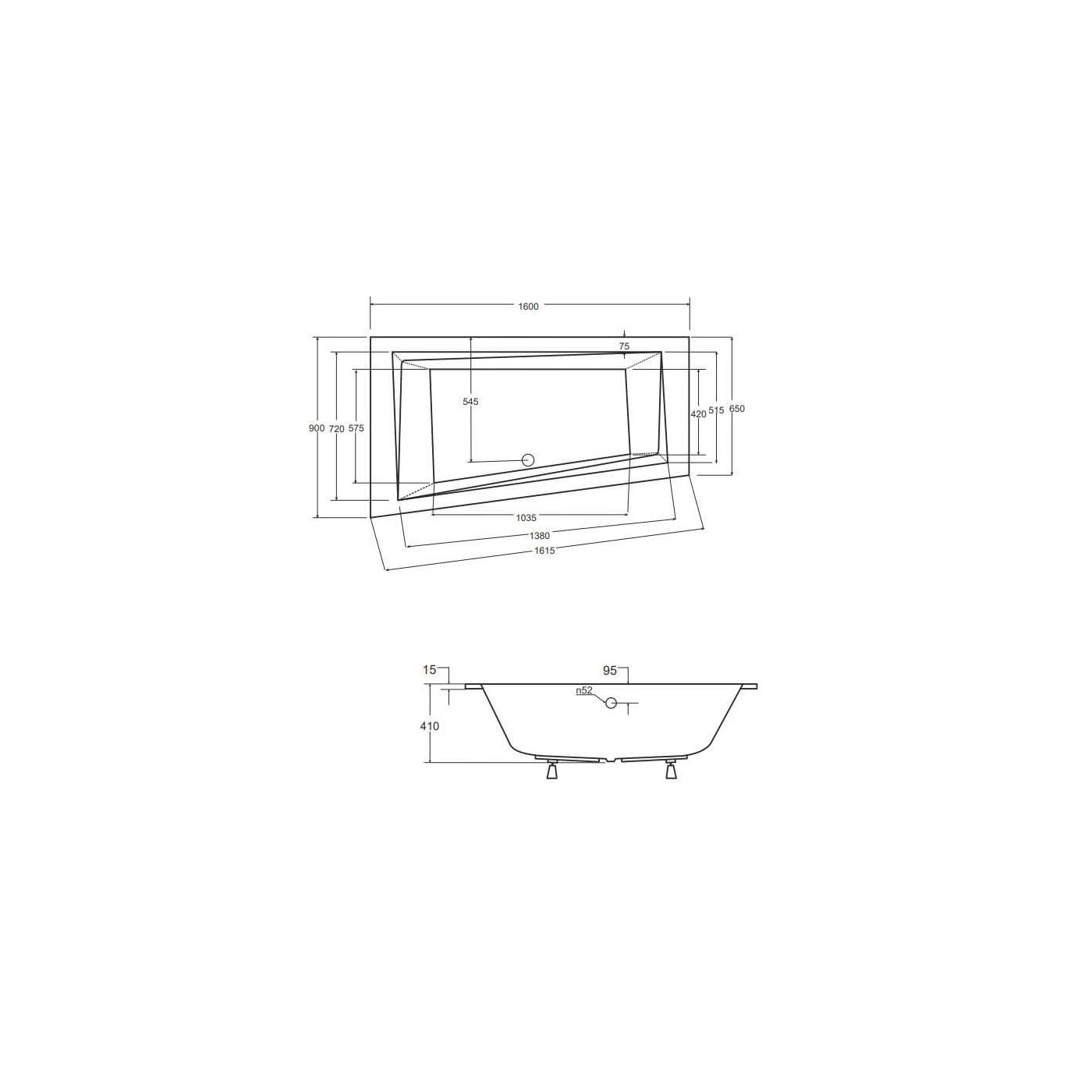 Wanna Do Zabudowy Alvi BS-WAIT160-L 160x90 Emporia