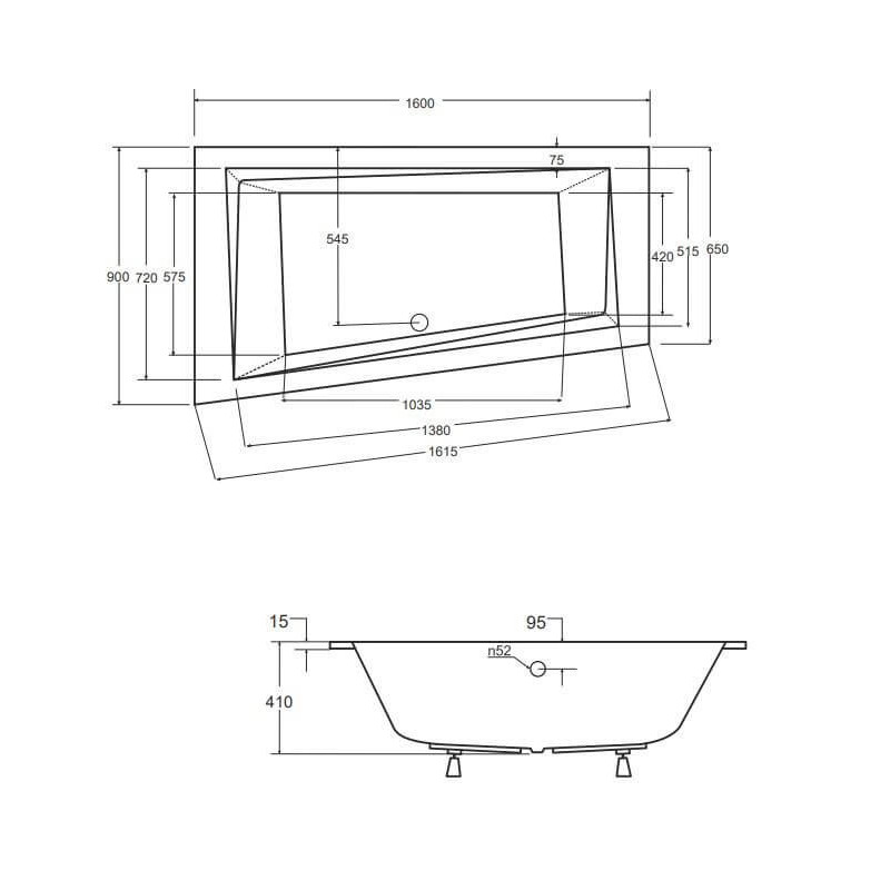 Wanna Do Zabudowy Alvi BS-WAIT160-L 160x90 Emporia