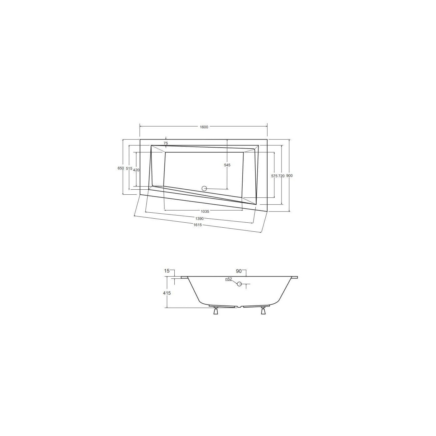 Wanna Do Zabudowy Alvi BS-WAIT160-P 160x90 Emporia