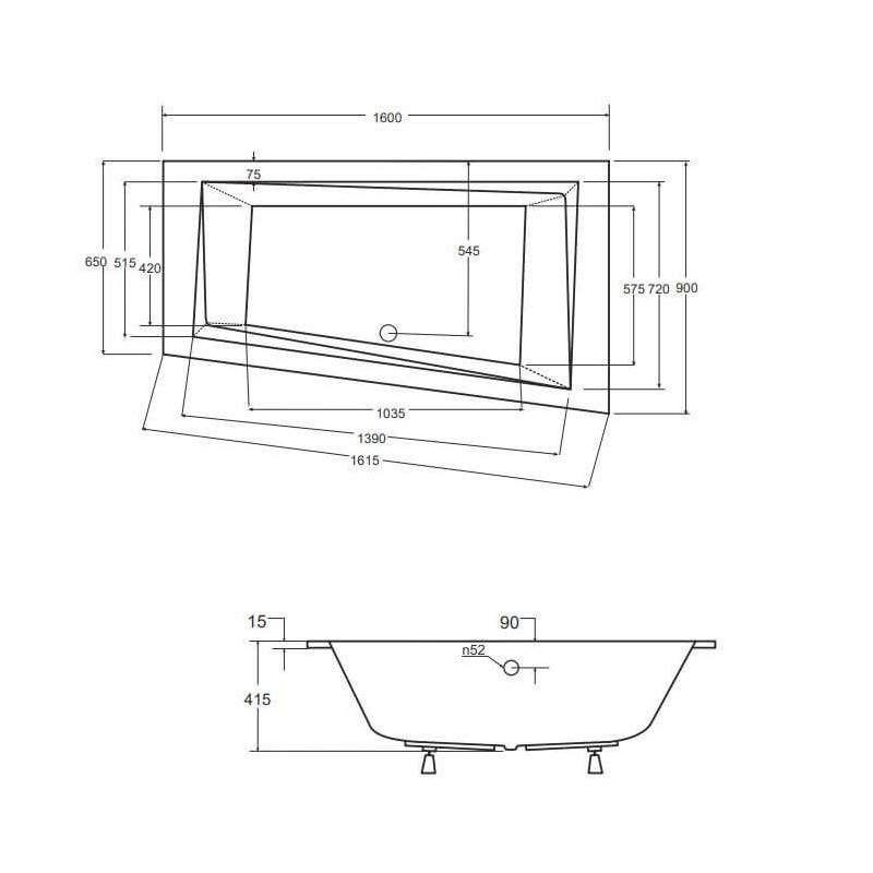 Wanna Do Zabudowy Alvi BS-WAIT160-P 160x90 Emporia