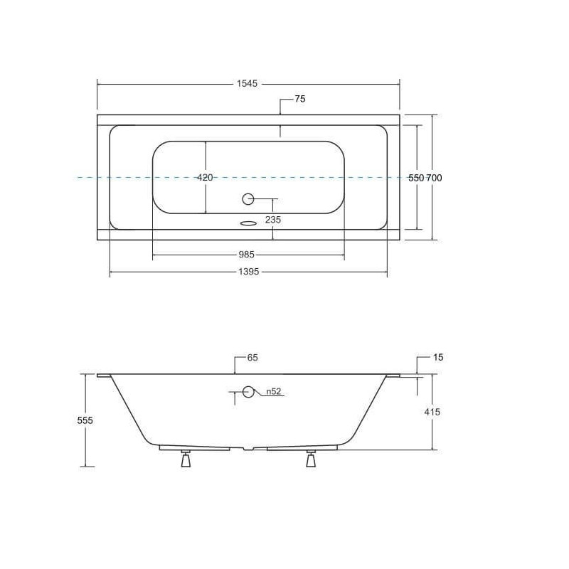 Wanna Do Zabudowy Prima BS-WAQ155 154,5x70 Emporia