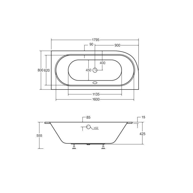 Wanna Do Zabudowy Astrid BS-WAV180-P 179,5x80 Emporia