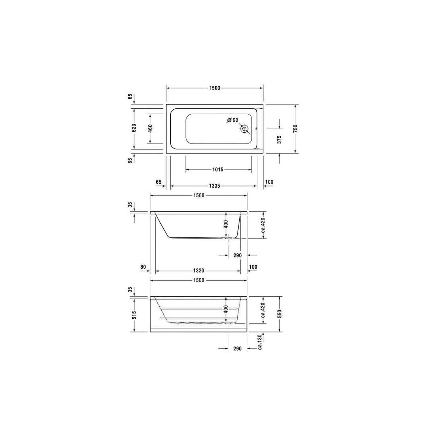 Wanna Prostokątna D-Code 150x75 700095000000000 Duravit