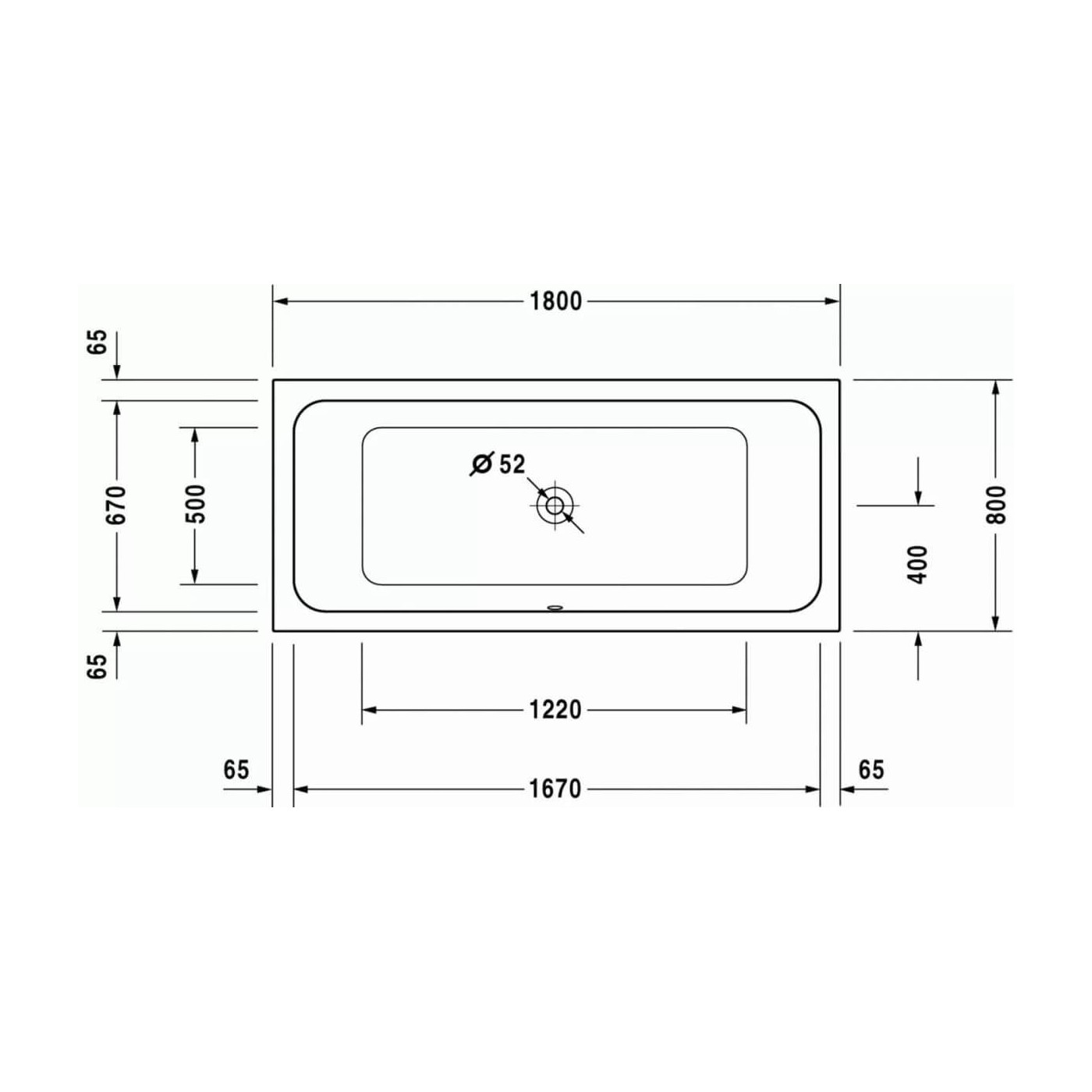 Wanna Prostokątna D-Code 180x80 700101000000000 Duravit