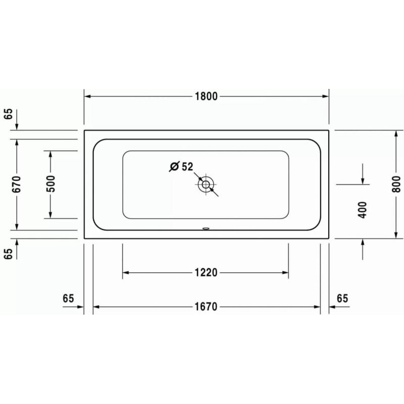 Wanna Prostokątna D-Code 180x80 700101000000000 Duravit