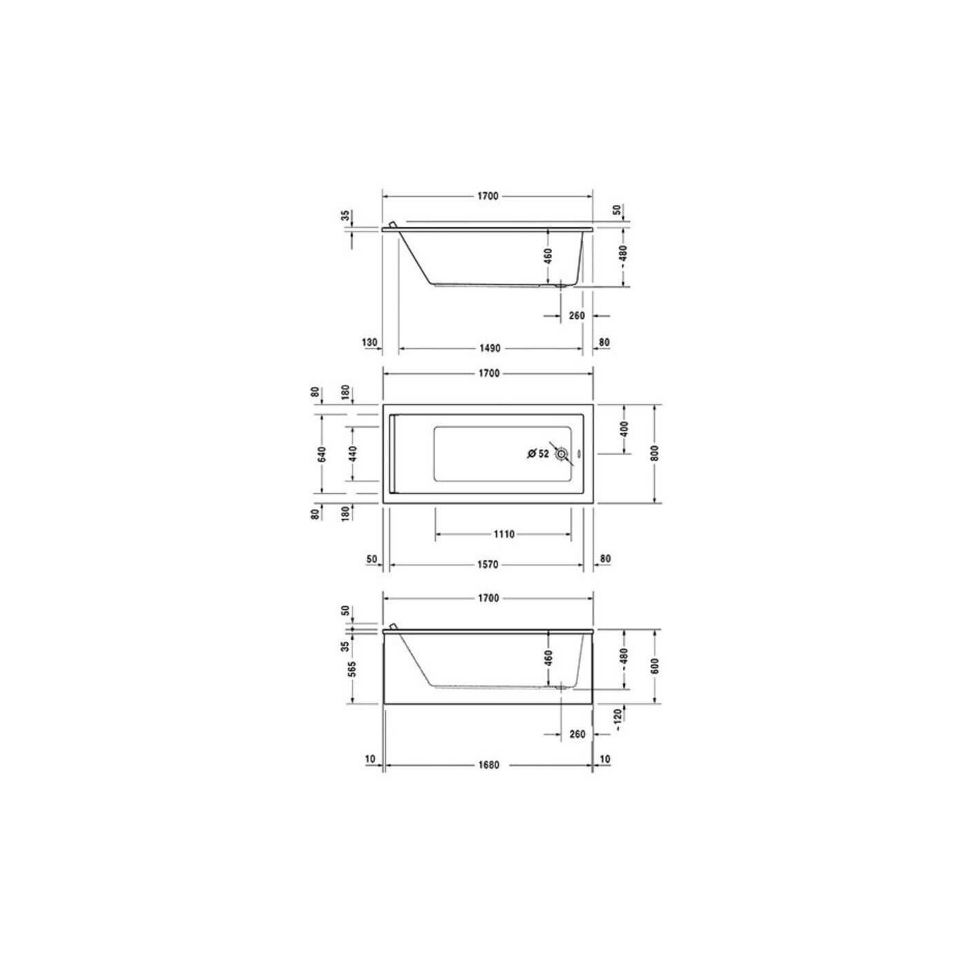 Wanna Prostokątna Starck 170x80 700336000000000 Duravit