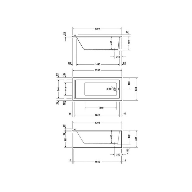 Wanna Prostokątna Starck 170x80 700336000000000 Duravit