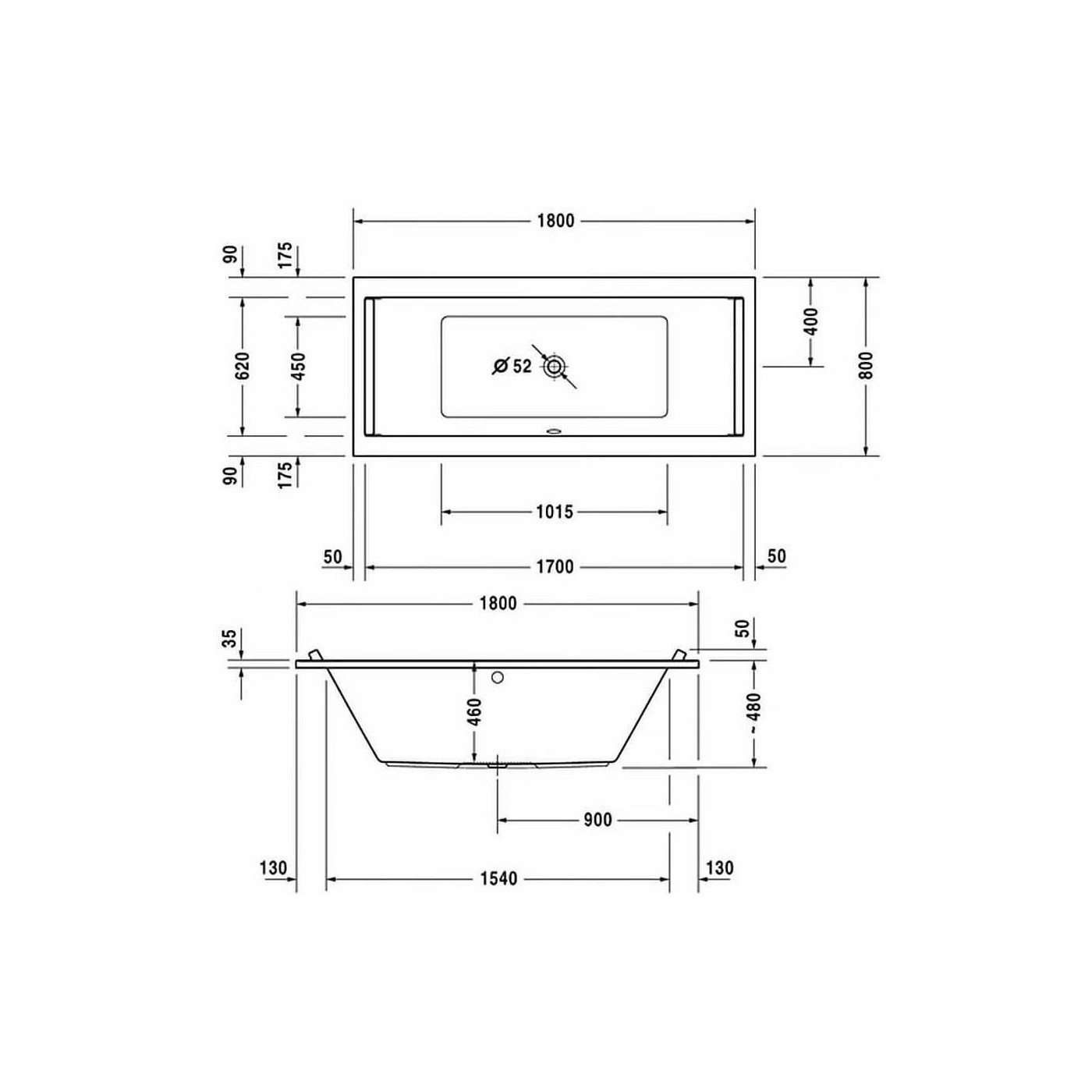 Wanna Prostokątna Starck 180x80 700338000000000 Duravit