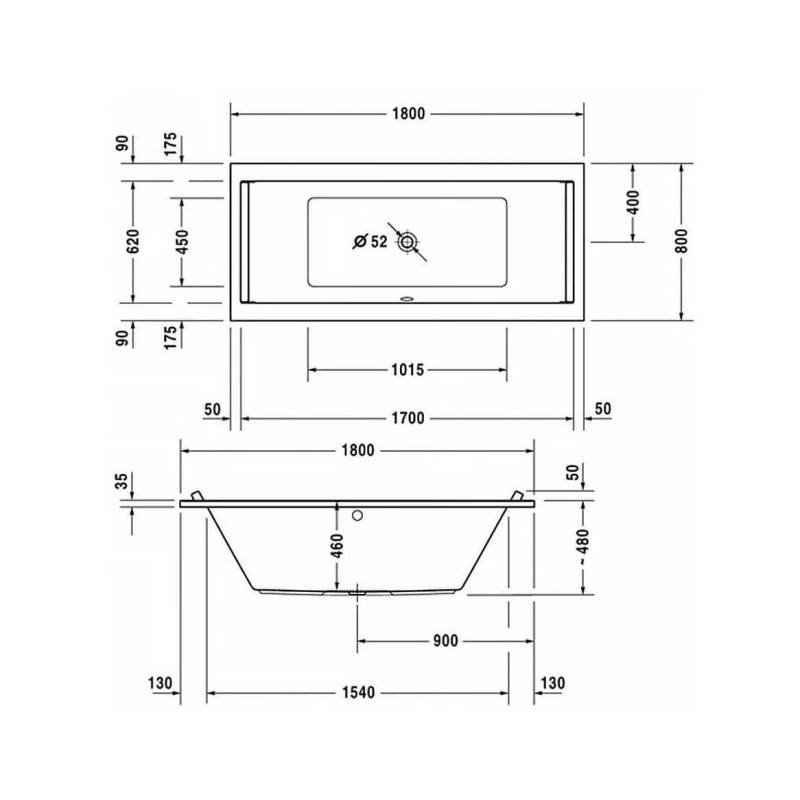 Wanna Prostokątna Starck 180x80 700338000000000 Duravit