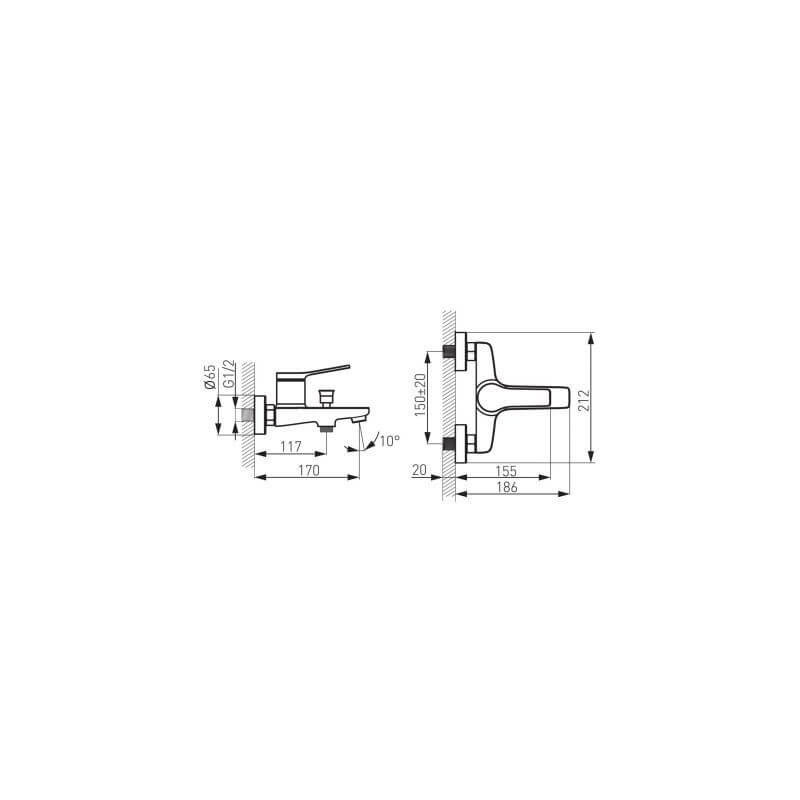 Bateria Wannowo-Prysznicowa Ścienna Seppia Czarny Mat FD1-SPA-1-22 F-design