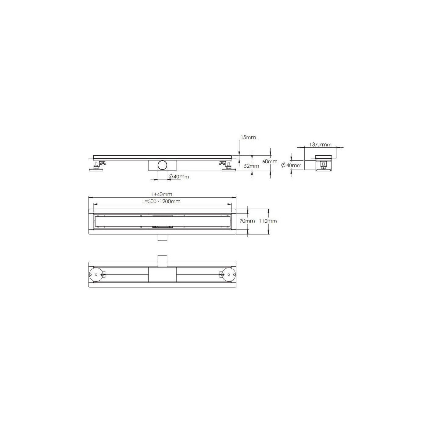 Odpływ Liniowy Mare Drain 1150490BM 90 Black Matt Bevisa