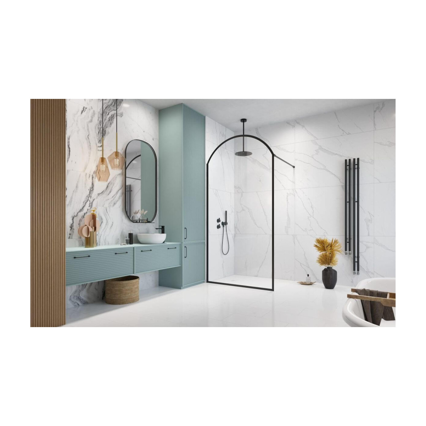 Kabina Prysznicowa Walk-In Volta II Czarny Lewy 10201016-54-56L Radaway