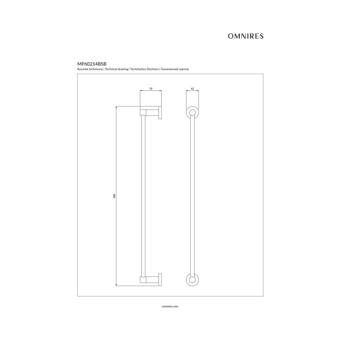 Wieszak Na Ręcznik Modern Project 40 cm Mosiądz Szczotkowany MP60214BSB Omnires