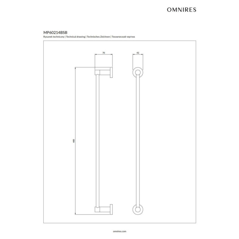 Wieszak Na Ręcznik Modern Project 40 cm Mosiądz Szczotkowany MP60214BSB Omnires