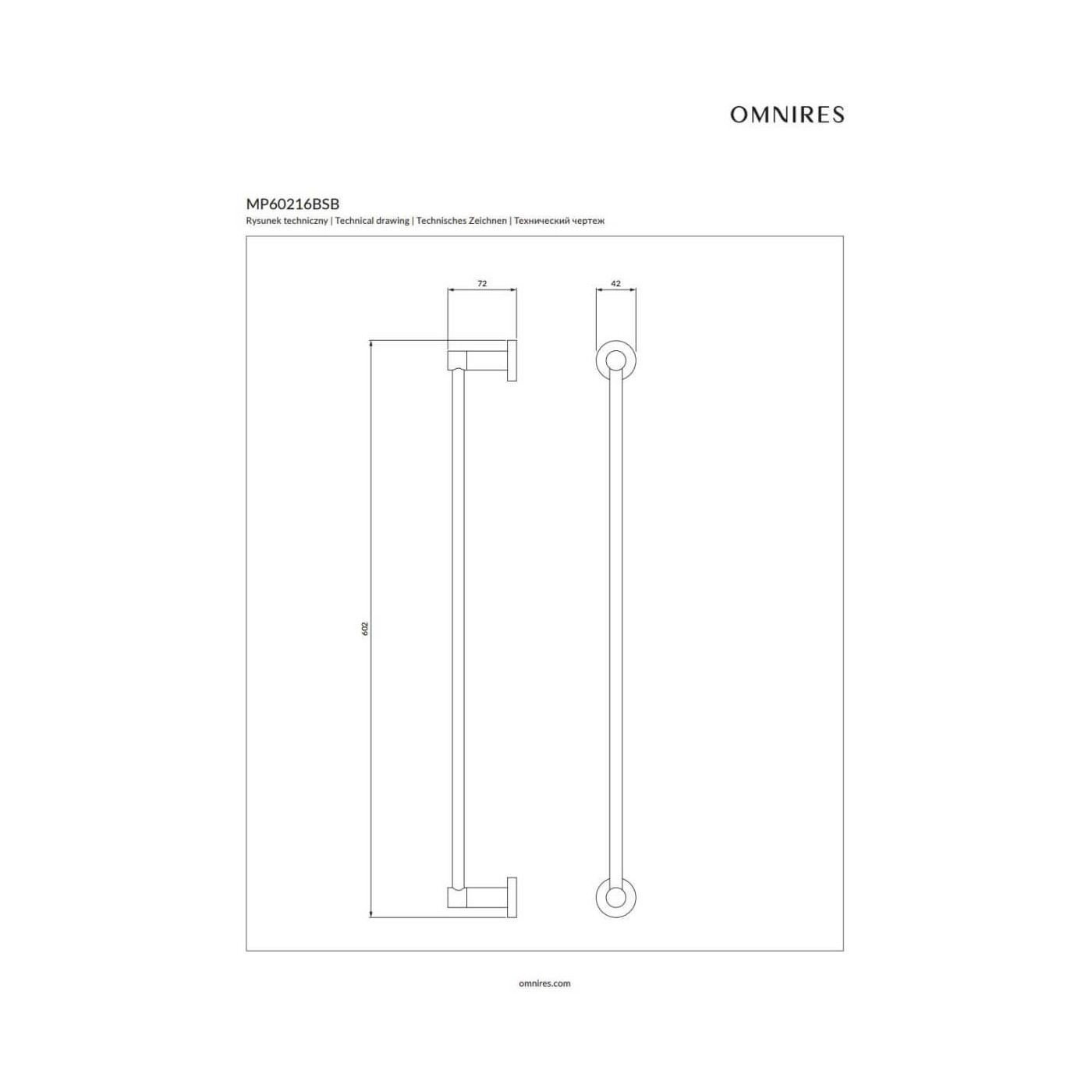Wieszak Na Ręcznik Modern Project 60 cm Mosiądz Szczotkowany MP60216BSB Omnires