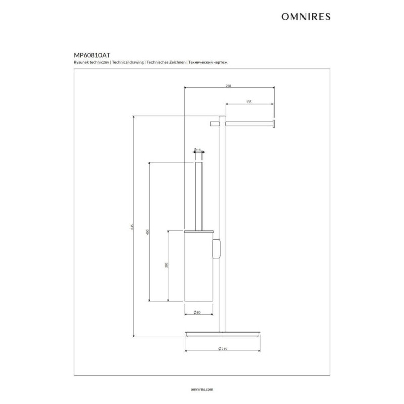 Stojak Na Papier I Szczotkę Toaletową Modern Project Antracyt MP60810AT Omnires