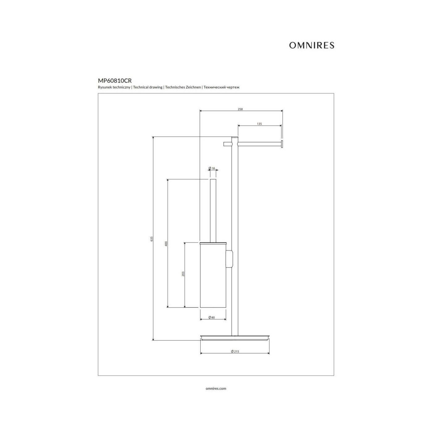 Stojak Na Papier I Szczotkę Toaletową Modern Project Chrom MP60810CR Omnires