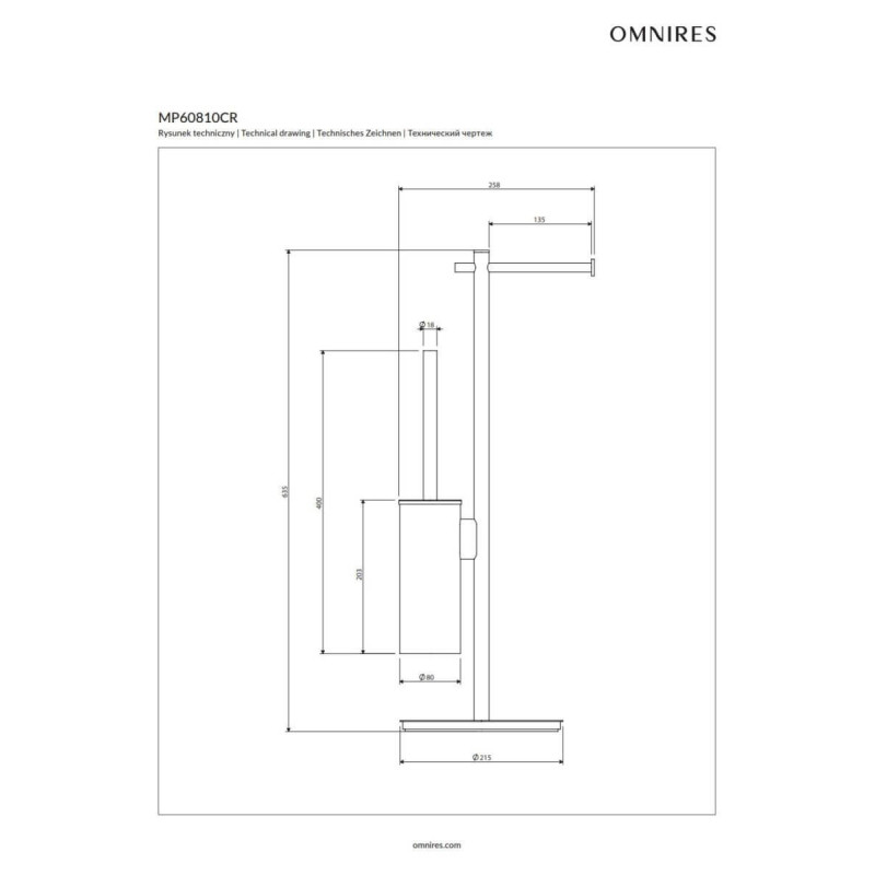 Stojak Na Papier I Szczotkę Toaletową Modern Project Chrom MP60810CR Omnires