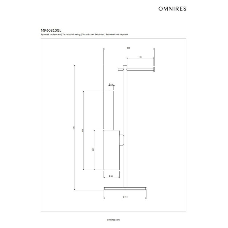 Stojak Na Papier I Szczotkę Toaletową Modern Project Złoty MP60810GL Omnires