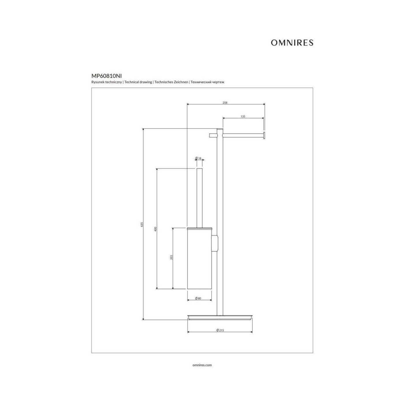 Stojak Na Papier I Szczotkę Toaletową Modern Project Nikiel MP60810NI Omnires