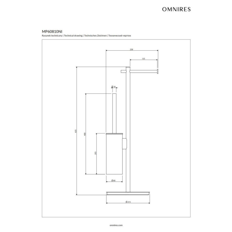 Stojak Na Papier I Szczotkę Toaletową Modern Project Nikiel MP60810NI Omnires