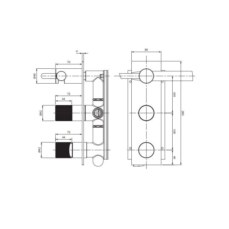 Bateria Wannowo-Prysznicowa Contour Miedź Szczotkowana CT8035/1CPB Omnires