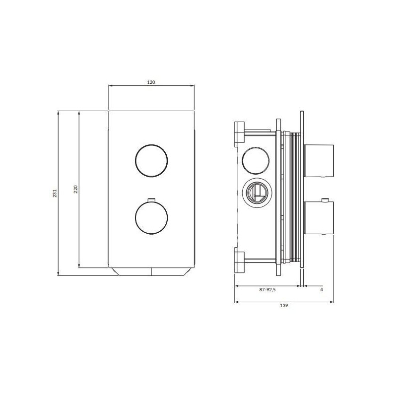 Bateria Wannowo-Prysznicowa Termostatyczna Contour Miedź Szczotkowana CT8036CPB Omnires