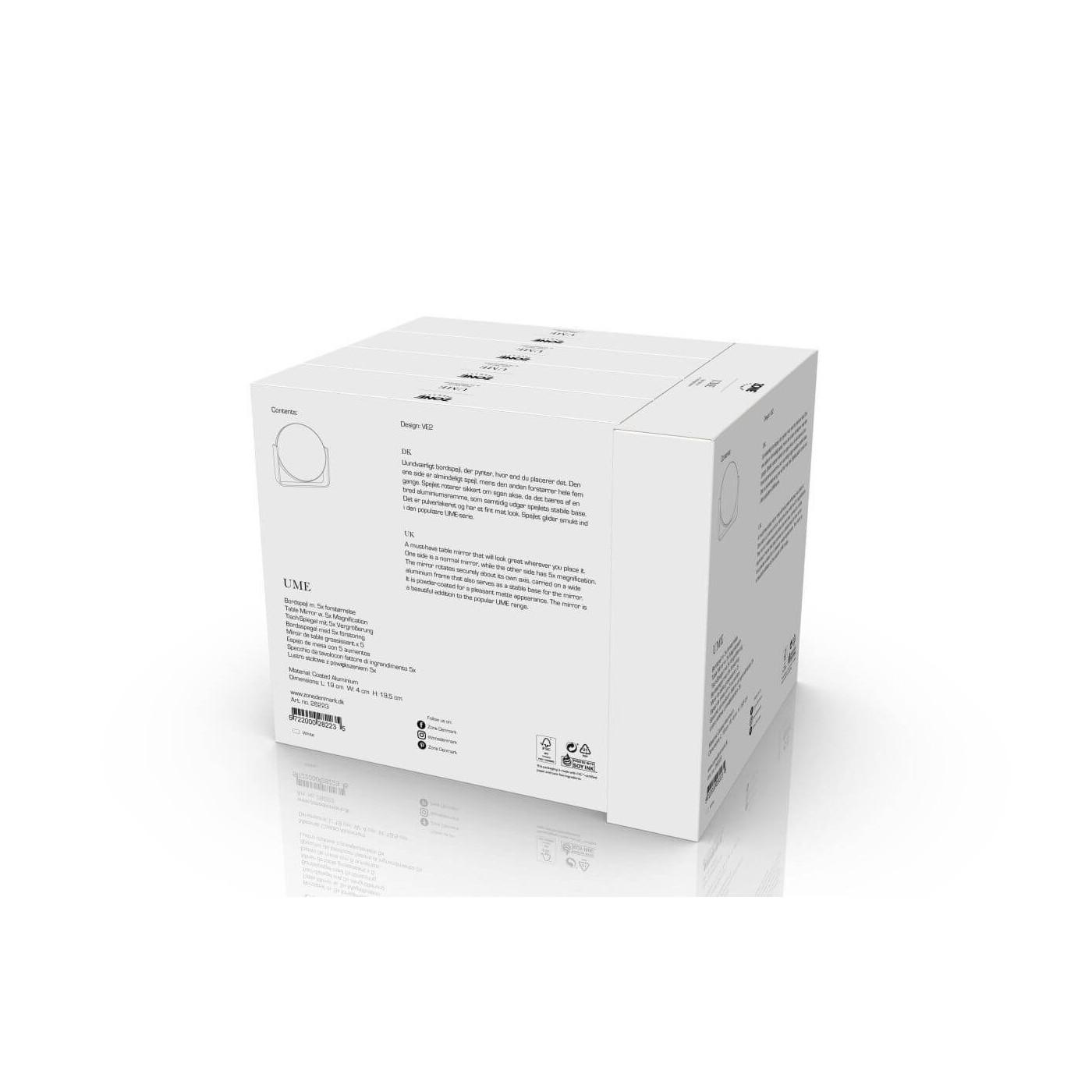 Lusterko Kosmetyczne 5x Powiększające Ume White 28223 Zone Denmark